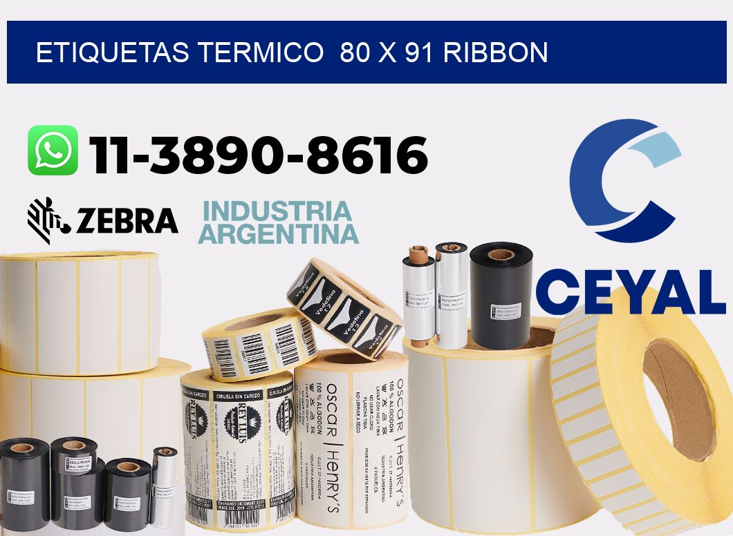 Etiquetas termico  80 x 91 ribbon