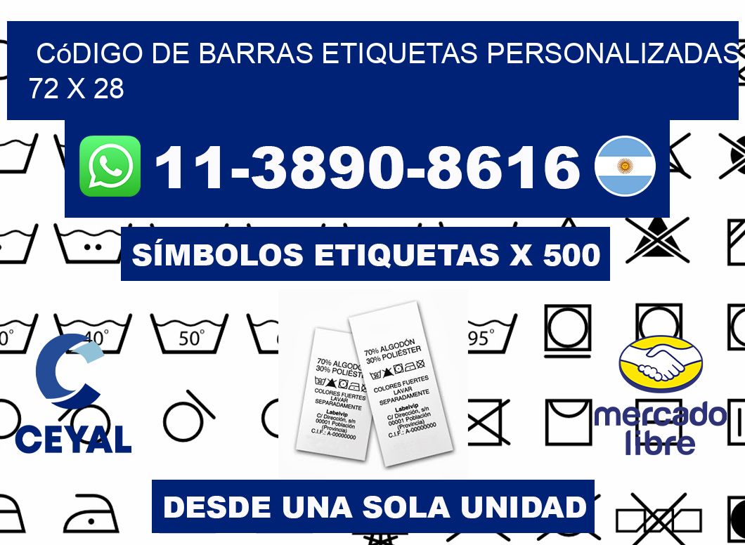 código de barras etiquetas personalizadas 72 x 28