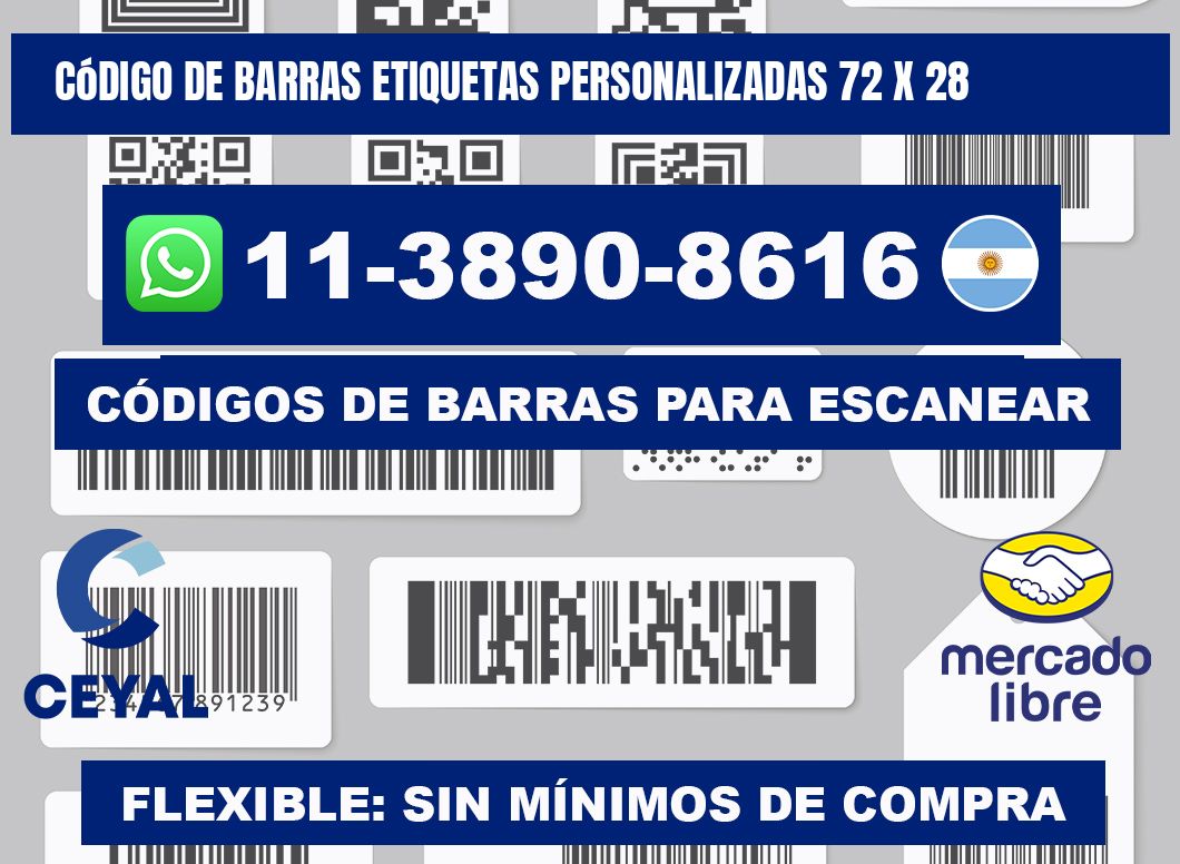 código de barras etiquetas personalizadas 72 x 28