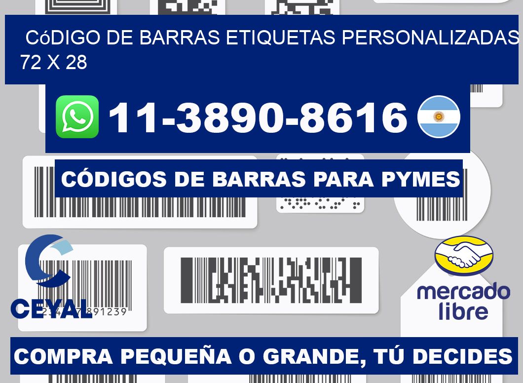 código de barras etiquetas personalizadas 72 x 28