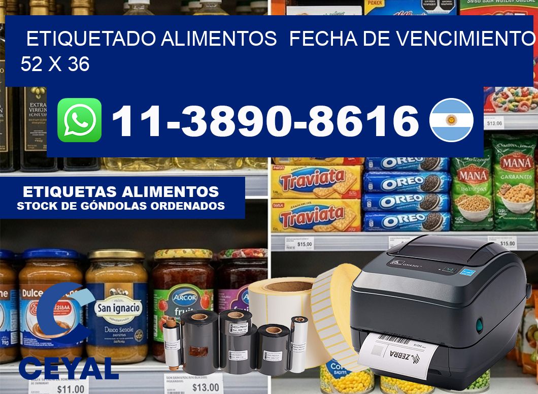 etiquetado alimentos  Fecha de vencimiento 52 x 36