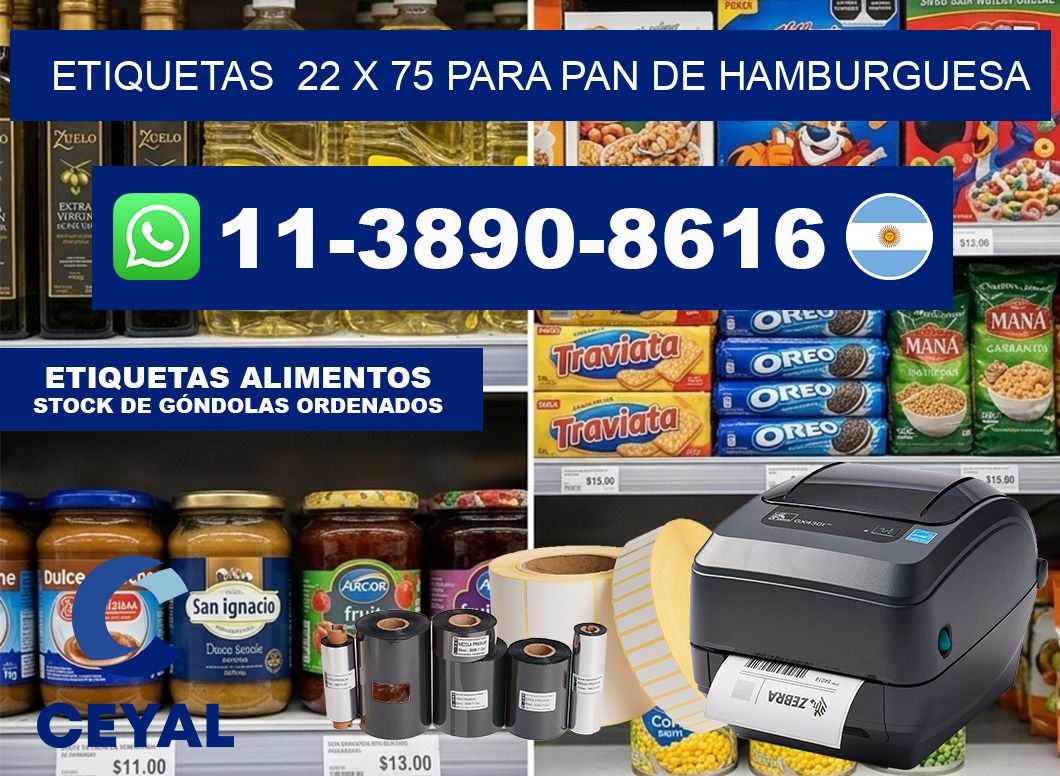 etiquetas  22 x 75 para Pan de hamburguesa