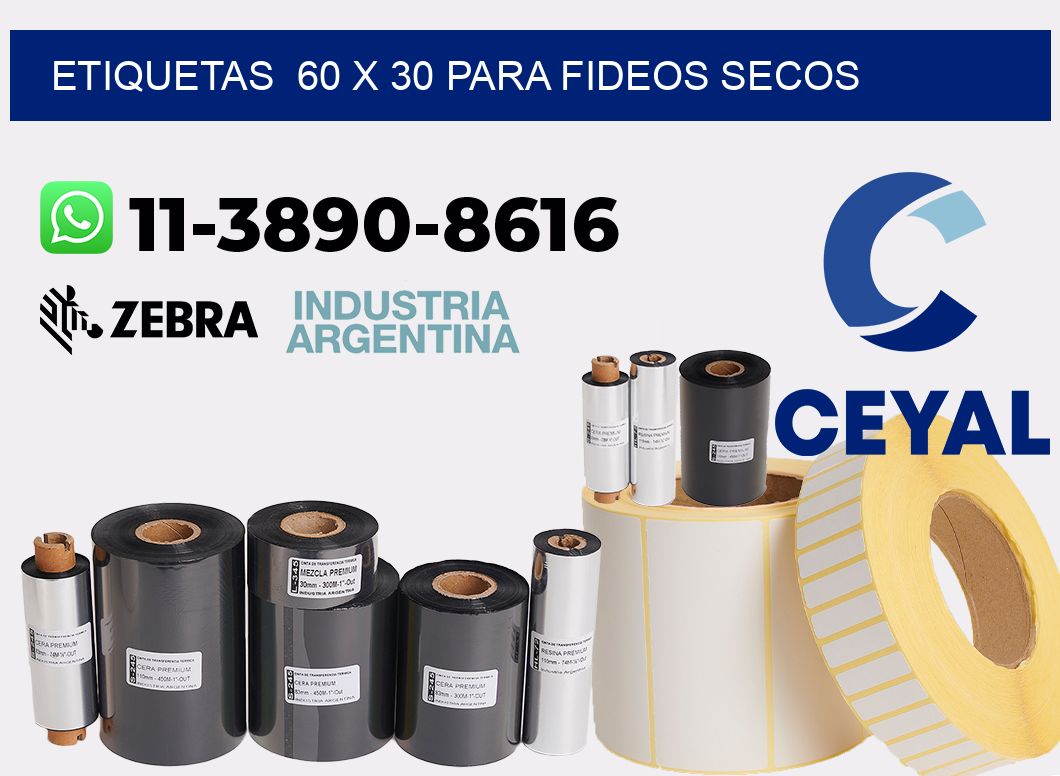 etiquetas 60 x 30 para Fideos secos