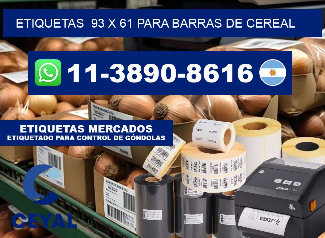 etiquetas 93 x 61 para Barras de cereal