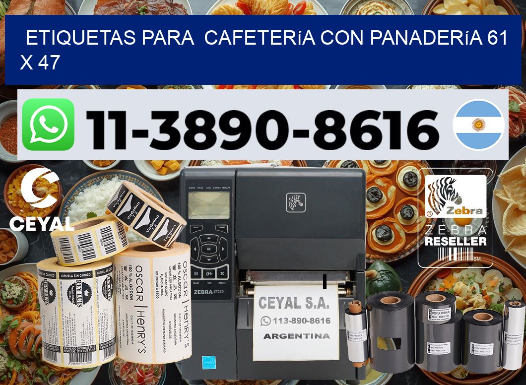 etiquetas para  Cafetería con panadería 61 x 47