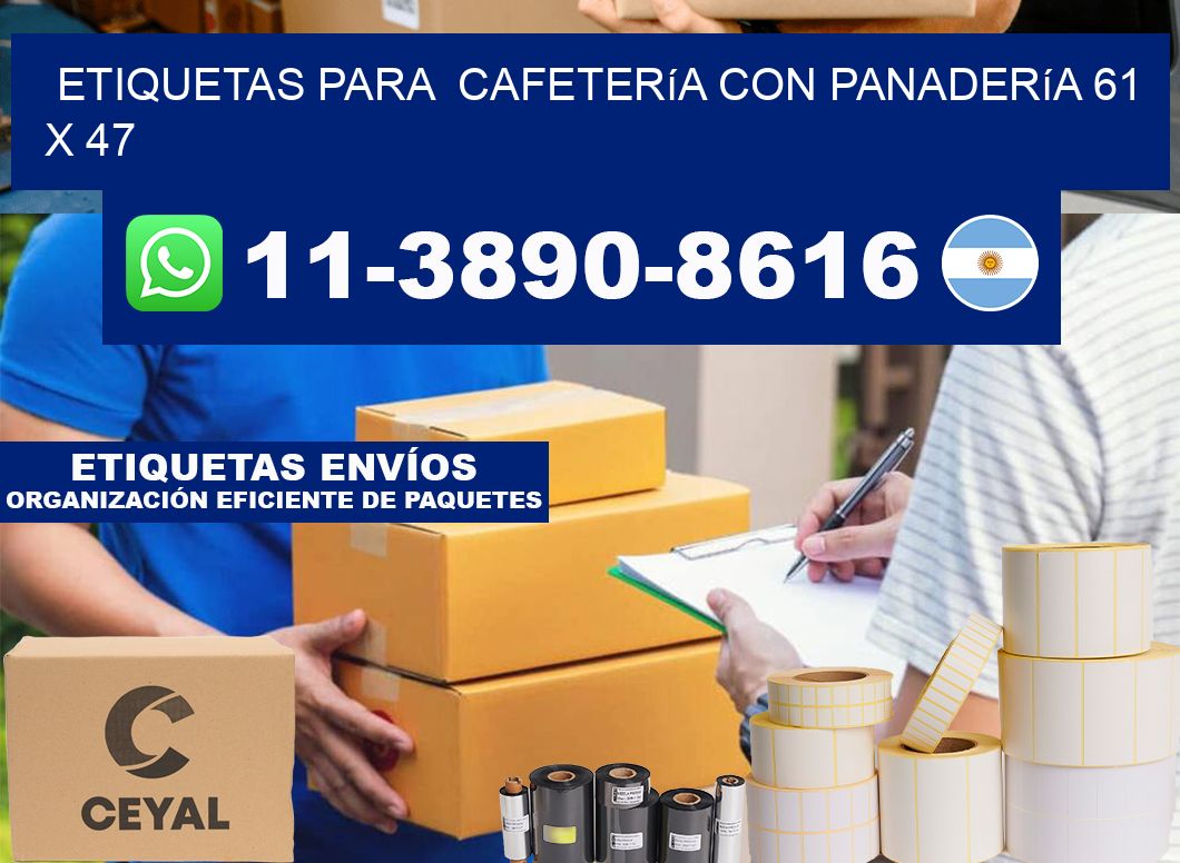 etiquetas para  Cafetería con panadería 61 x 47