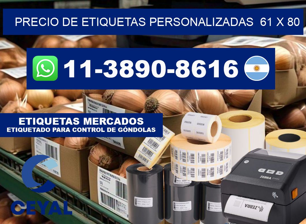 precio de etiquetas personalizadas  61 x 80