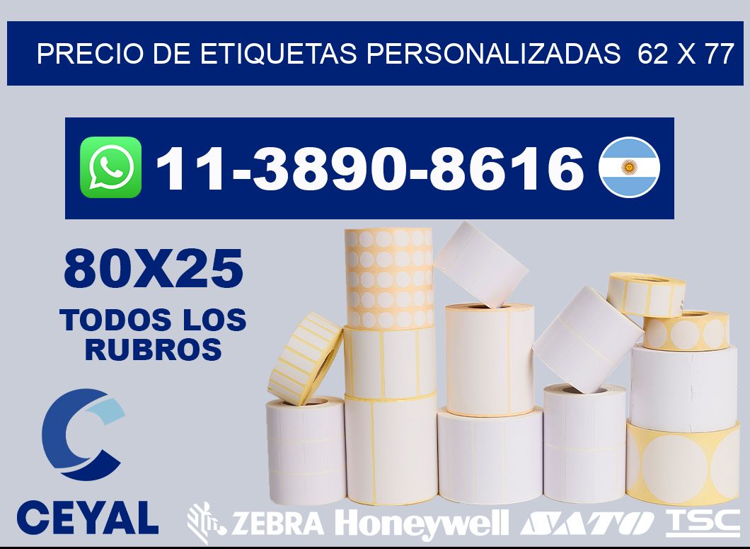 precio de etiquetas personalizadas  62 x 77