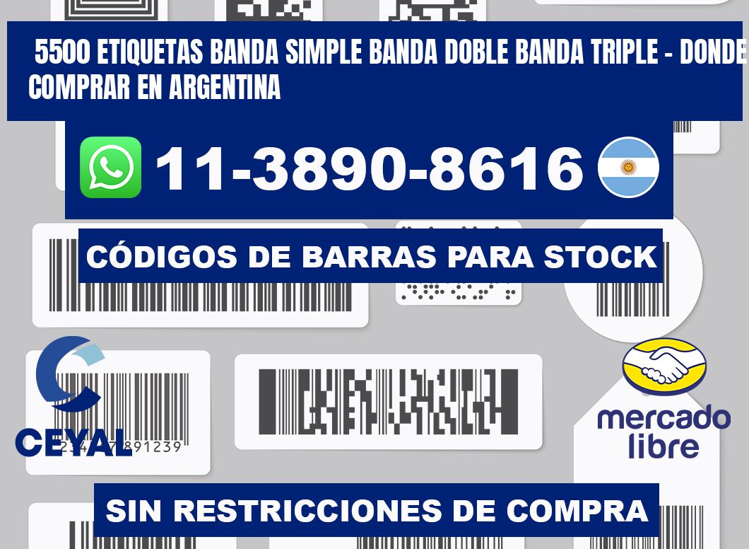 5500 etiquetas banda simple banda doble banda triple - Donde Comprar en Argentina