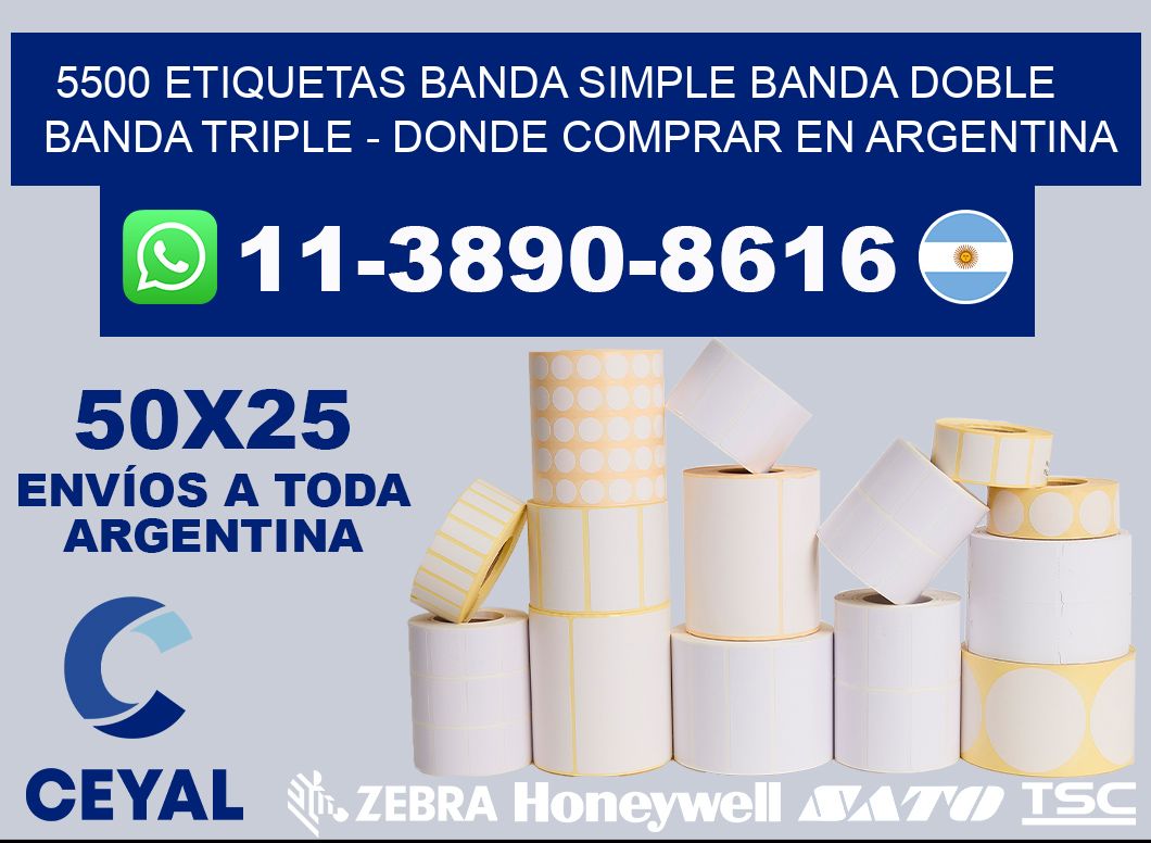 5500 etiquetas banda simple banda doble banda triple - Donde Comprar en Argentina
