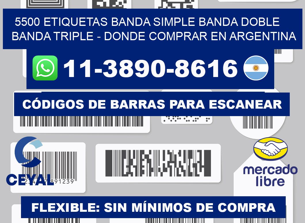 5500 etiquetas banda simple banda doble banda triple - Donde Comprar en Argentina