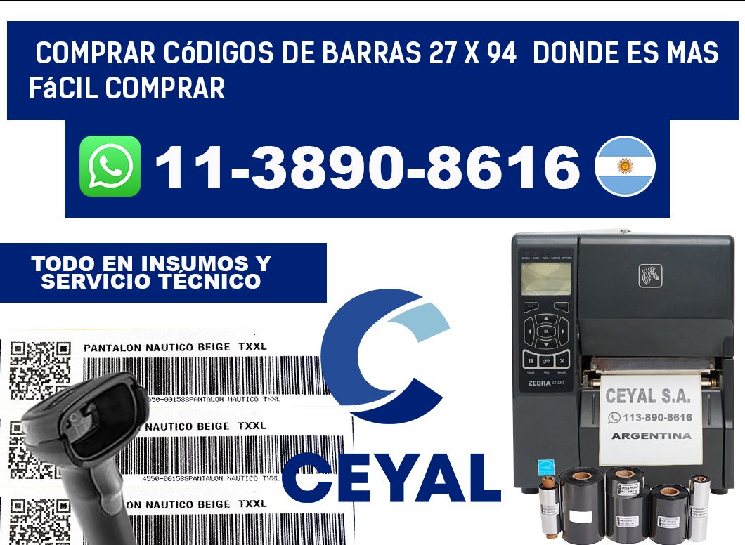 Comprar códigos de barras 27 x 94  Donde es mas fácil comprar