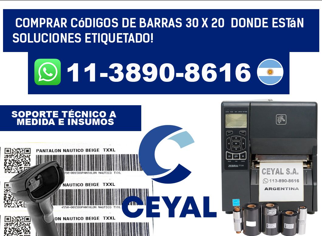 Comprar códigos de barras 30 x 20  donde están soluciones etiquetado!