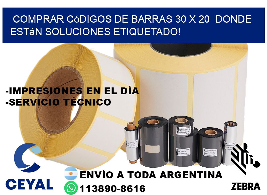 Comprar códigos de barras 30 x 20  donde están soluciones etiquetado!