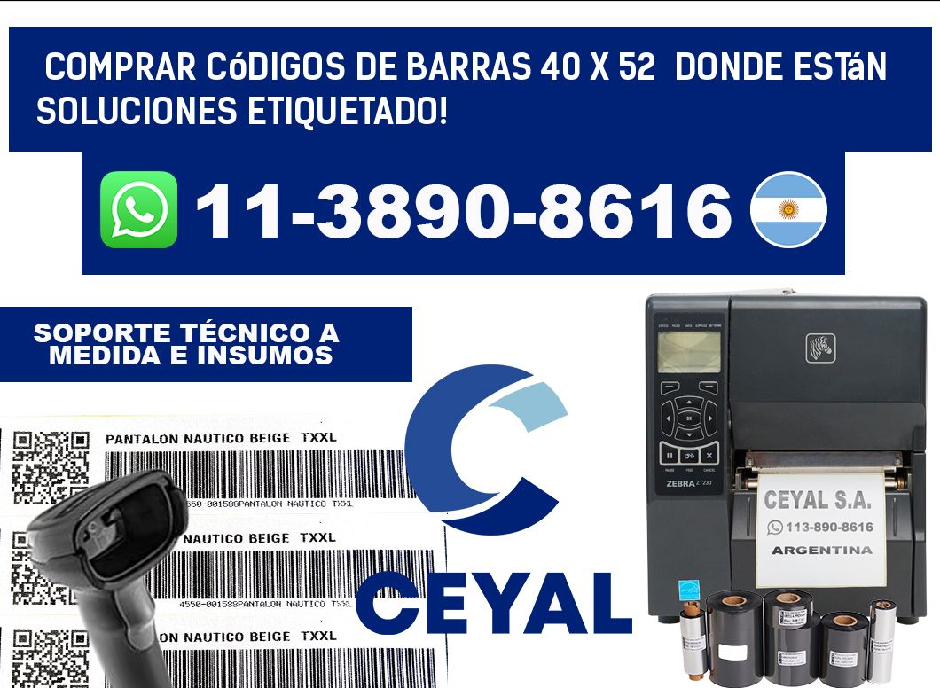 Comprar códigos de barras 40 x 52 donde están soluciones etiquetado!