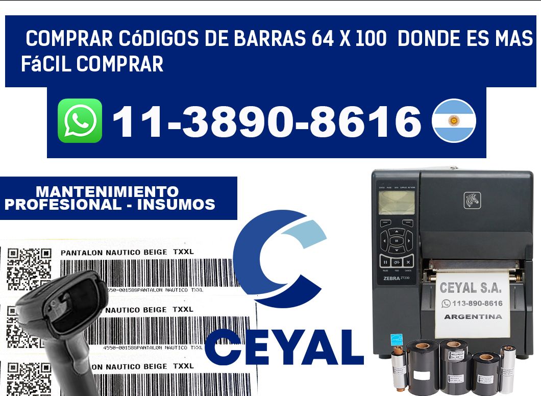 Comprar códigos de barras 64 x 100  Donde es mas fácil comprar