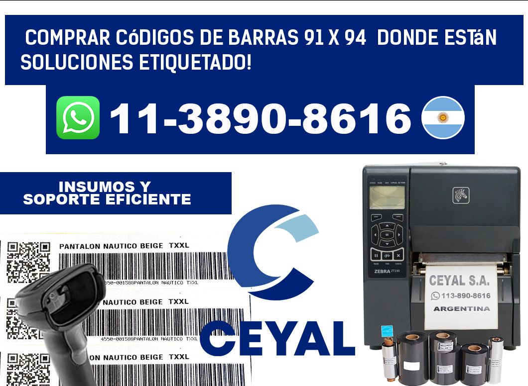 Comprar códigos de barras 91 x 94  donde están soluciones etiquetado!