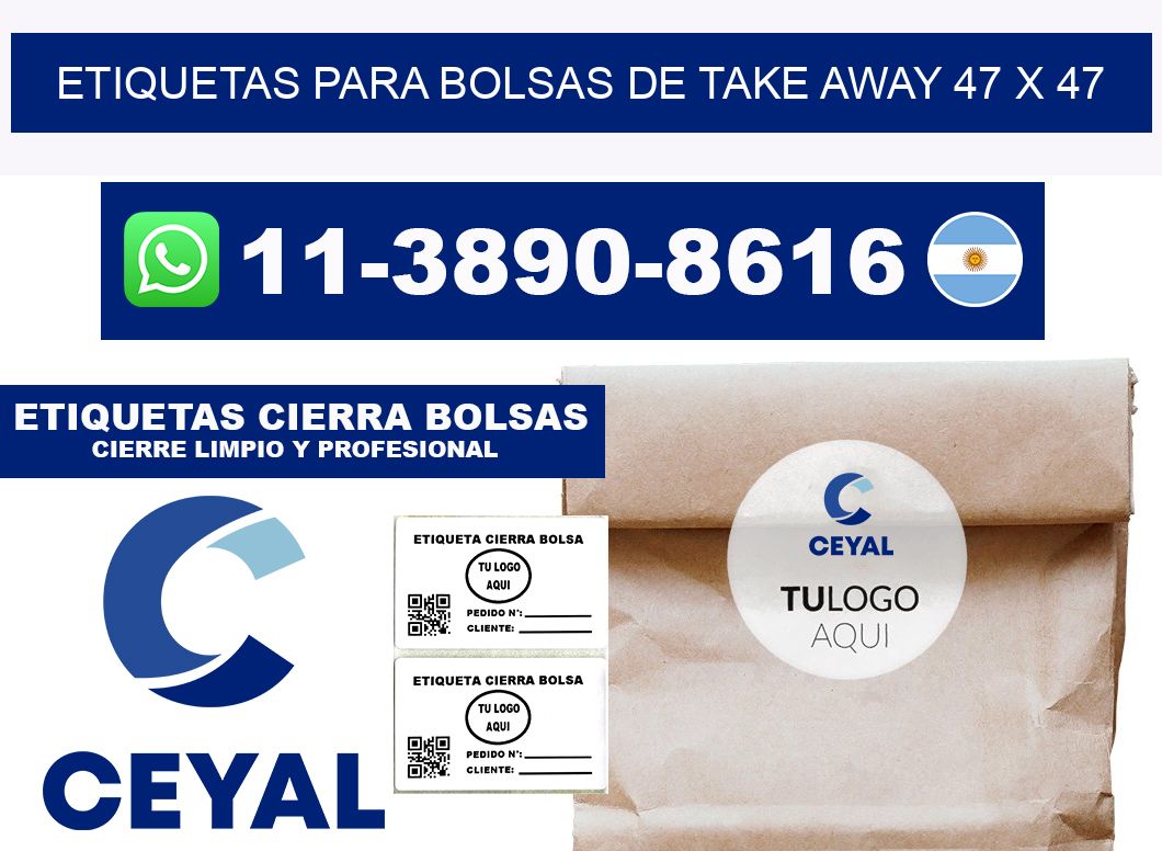 ETIQUETAS PARA BOLSAS DE TAKE AWAY 47 x 47