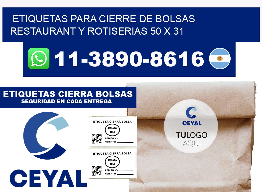 ETIQUETAS PARA CIERRE DE BOLSAS RESTAURANT Y ROTISERIAS 50 x 31