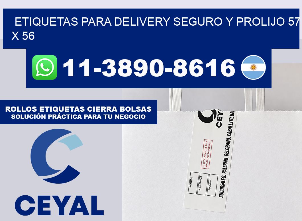 ETIQUETAS PARA DELIVERY SEGURO Y PROLIJO 57 x 56