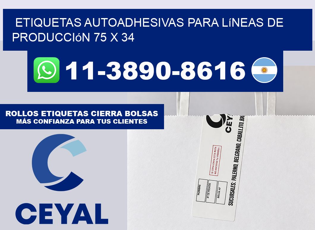 Etiquetas autoadhesivas para líneas de producción 75 x 34
