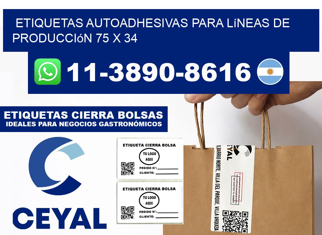 Etiquetas autoadhesivas para líneas de producción 75 x 34