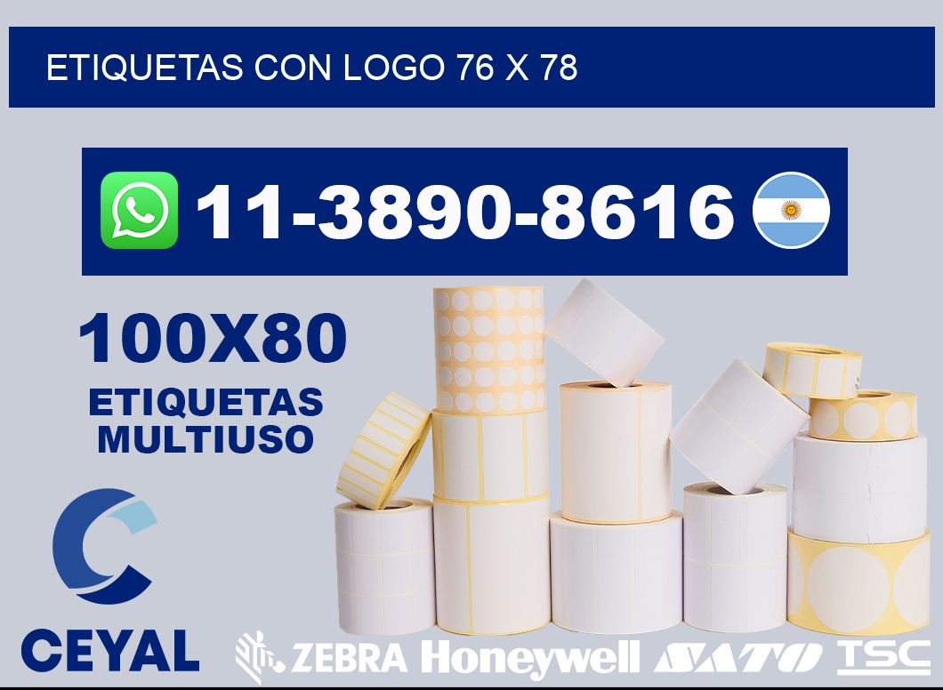 Etiquetas con logo 76 x 78