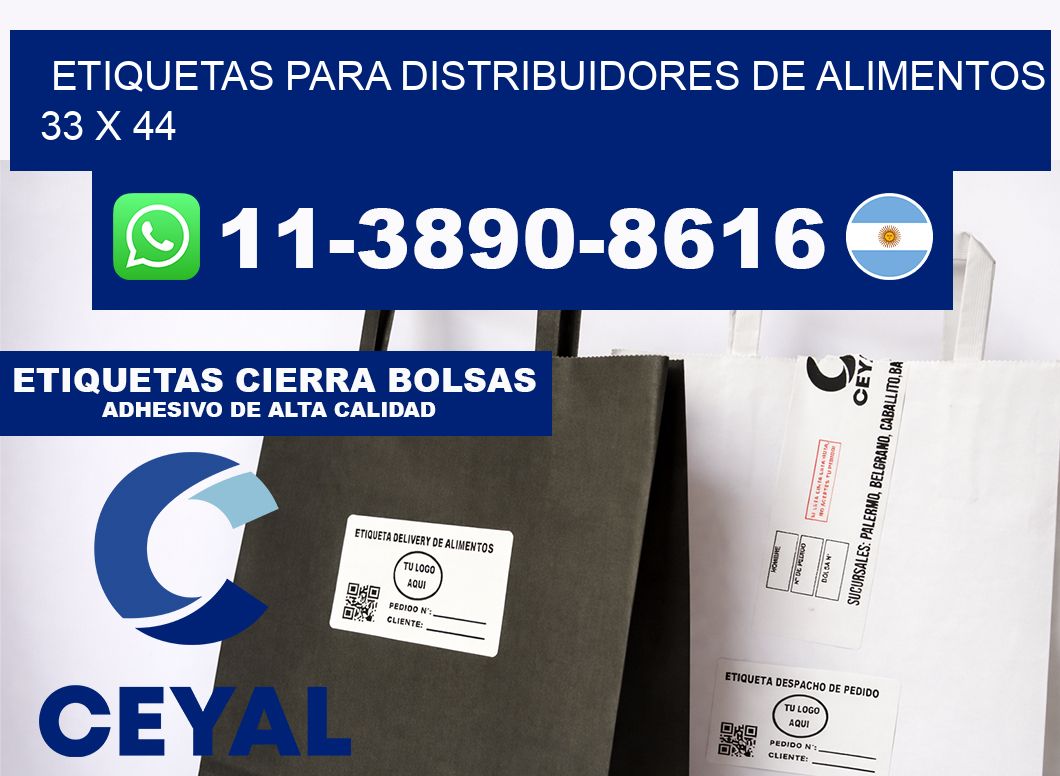 Etiquetas para distribuidores de alimentos 33 x 44