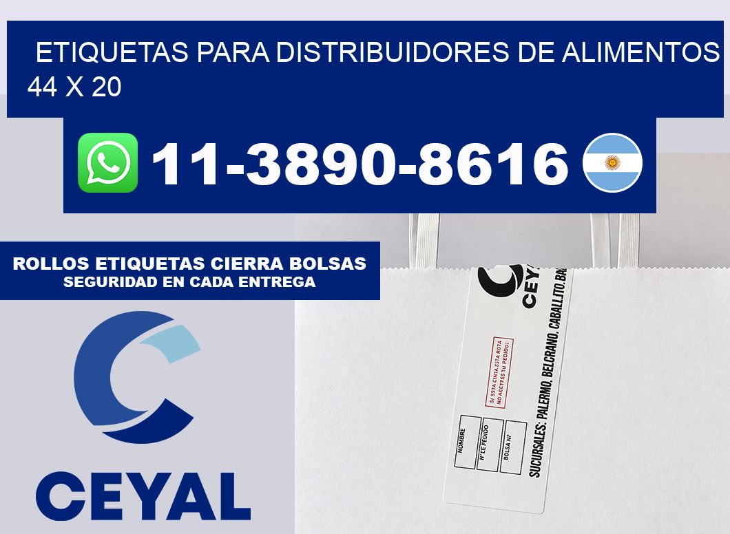 Etiquetas para distribuidores de alimentos 44 x 20