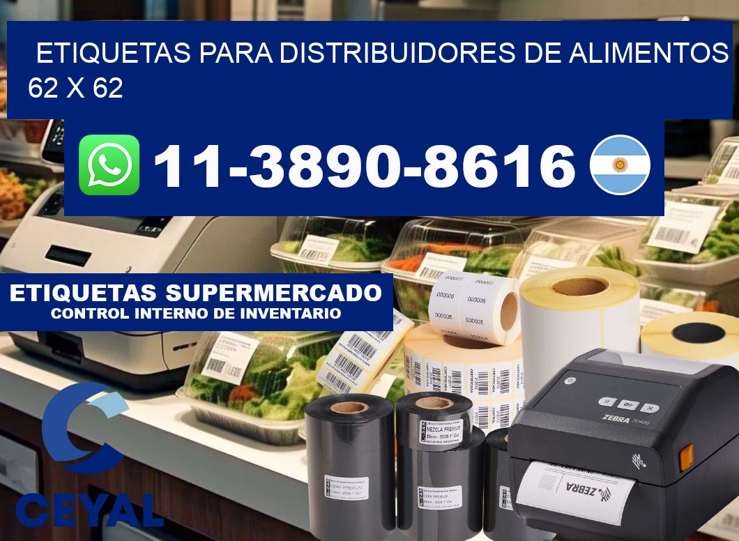 Etiquetas para distribuidores de alimentos 62 x 62