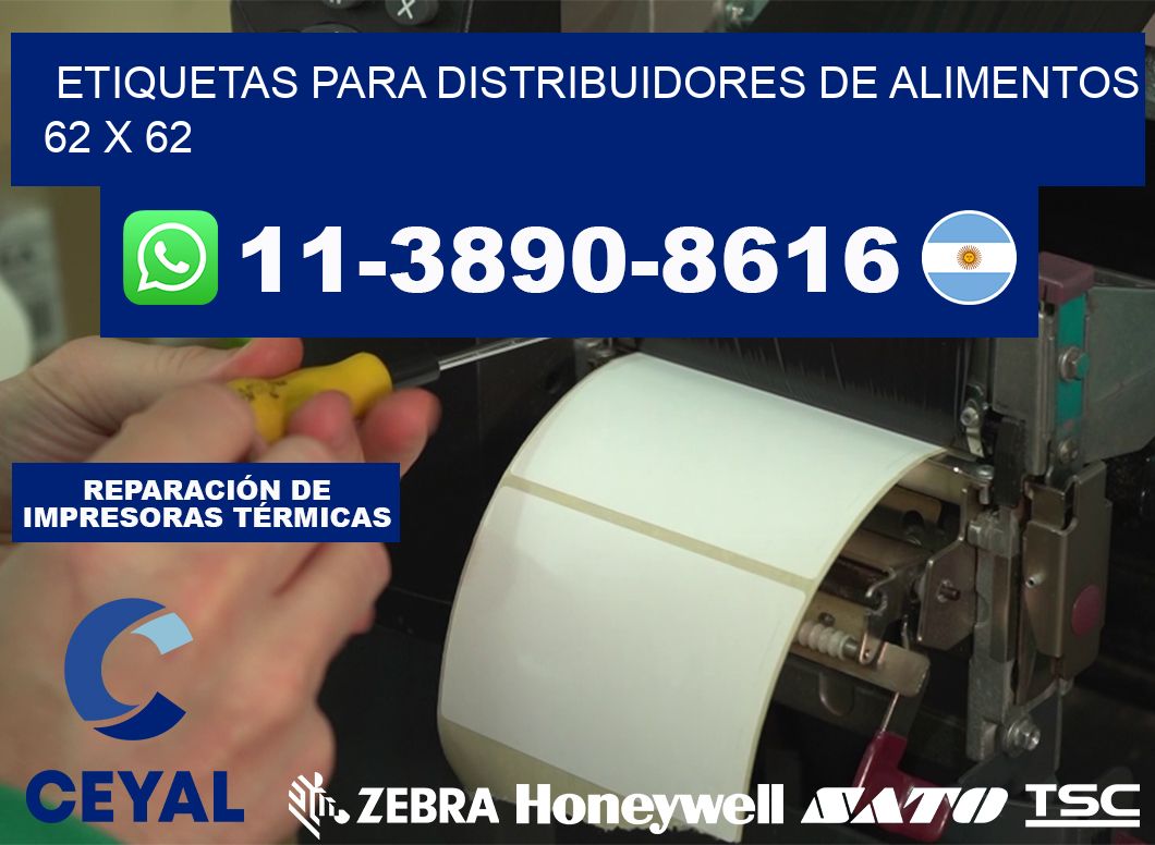 Etiquetas para distribuidores de alimentos 62 x 62