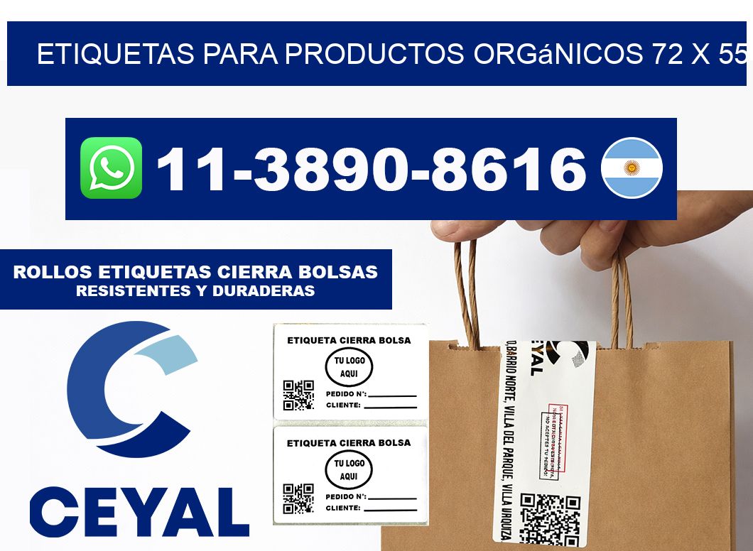 Etiquetas para productos orgánicos 72 x 55