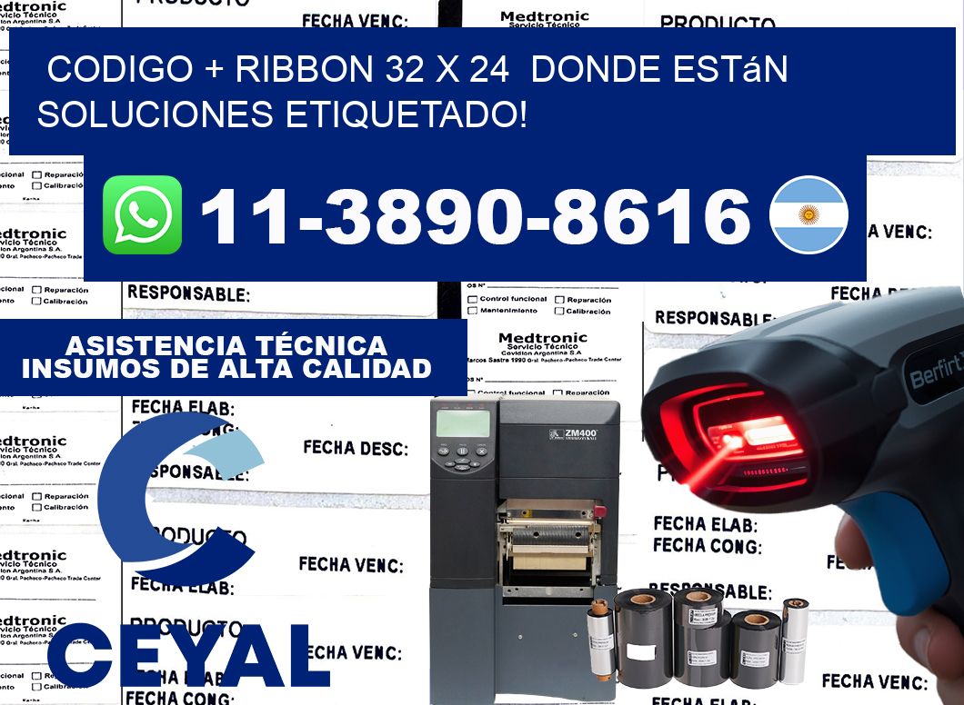 codigo + ribbon 32 x 24  donde están soluciones etiquetado!