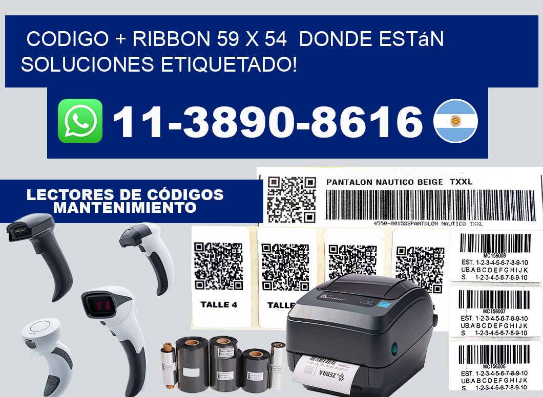codigo + ribbon 59 x 54  donde están soluciones etiquetado!