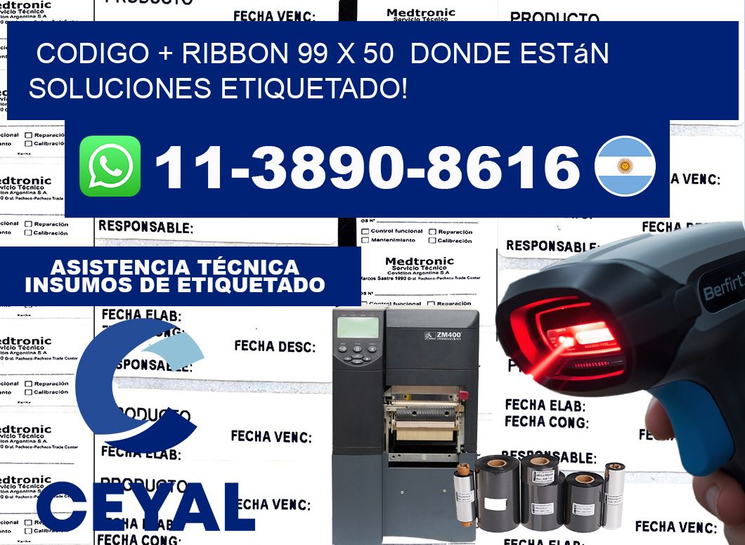 codigo + ribbon 99 x 50  donde están soluciones etiquetado!