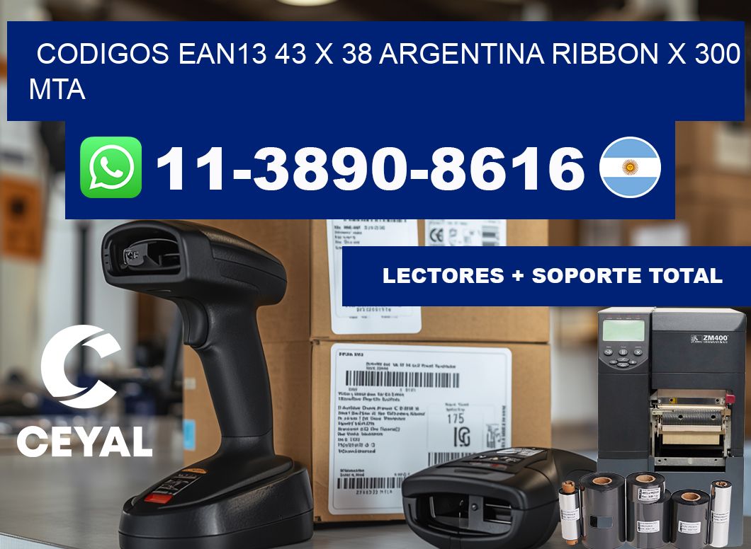 codigos ean13 43 x 38 argentina ribbon x 300 mta