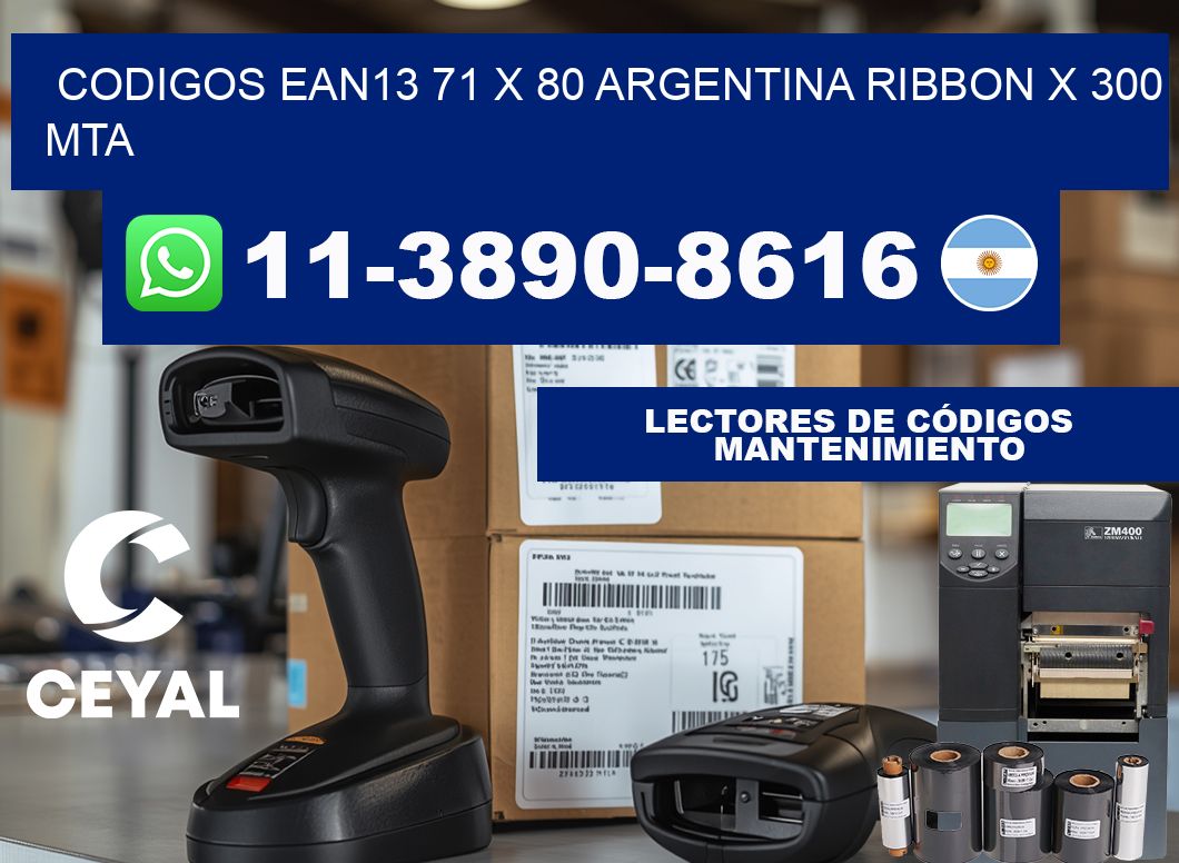 codigos ean13 71 x 80 argentina ribbon x 300 mta