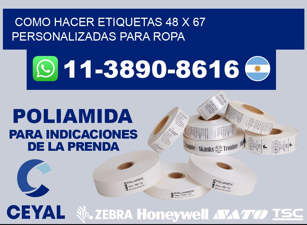 como hacer etiquetas 48 x 67 personalizadas para ropa