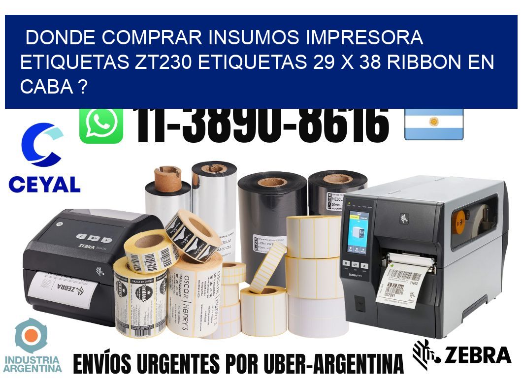 donde comprar insumos impresora etiquetas zt230 etiquetas 29 x 38 ribbon en CABA ?