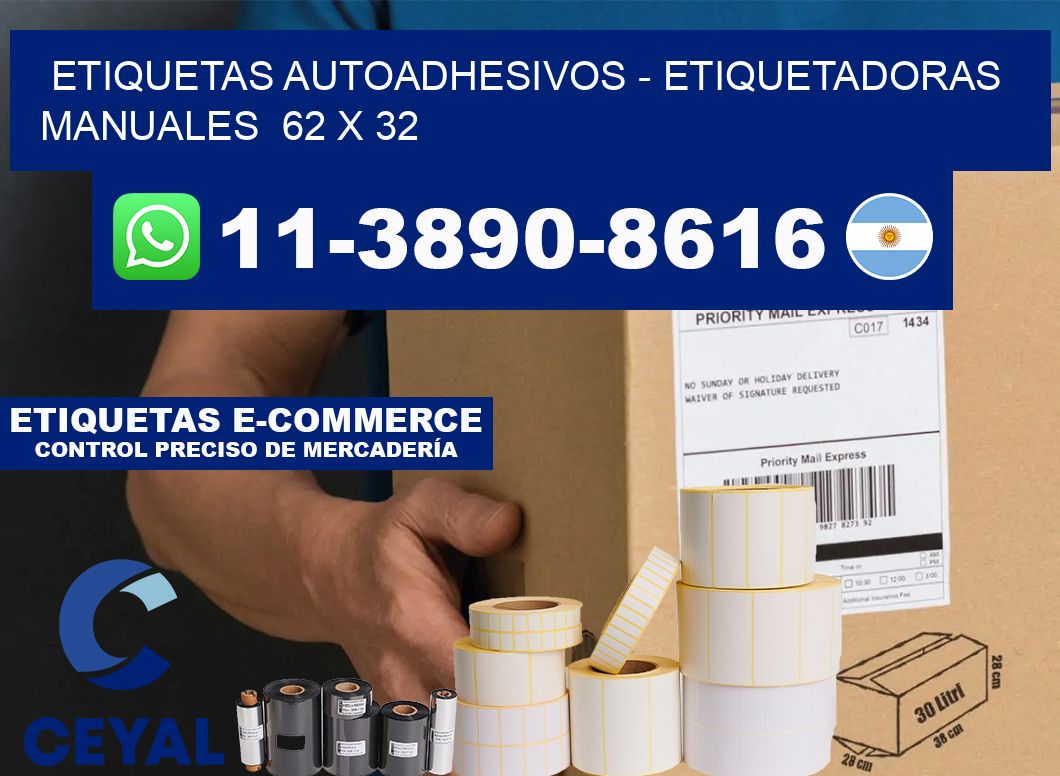 etiquetas autoadhesivos - Etiquetadoras Manuales  62 x 32
