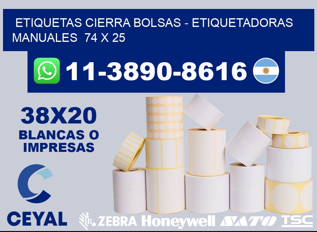 etiquetas cierra bolsas - Etiquetadoras Manuales 74 x 25