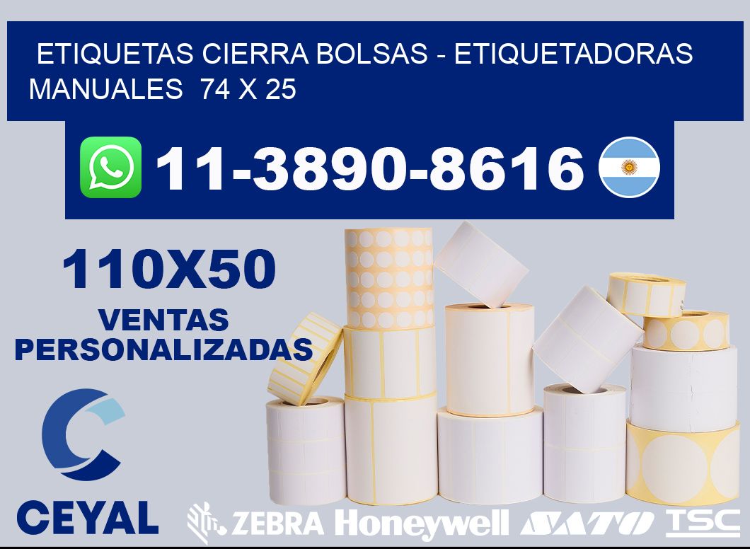 etiquetas cierra bolsas - Etiquetadoras Manuales 74 x 25