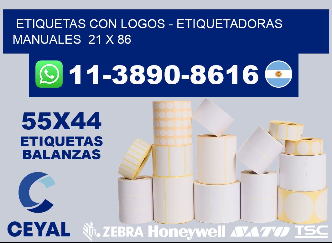 etiquetas con logos - Etiquetadoras Manuales  21 x 86