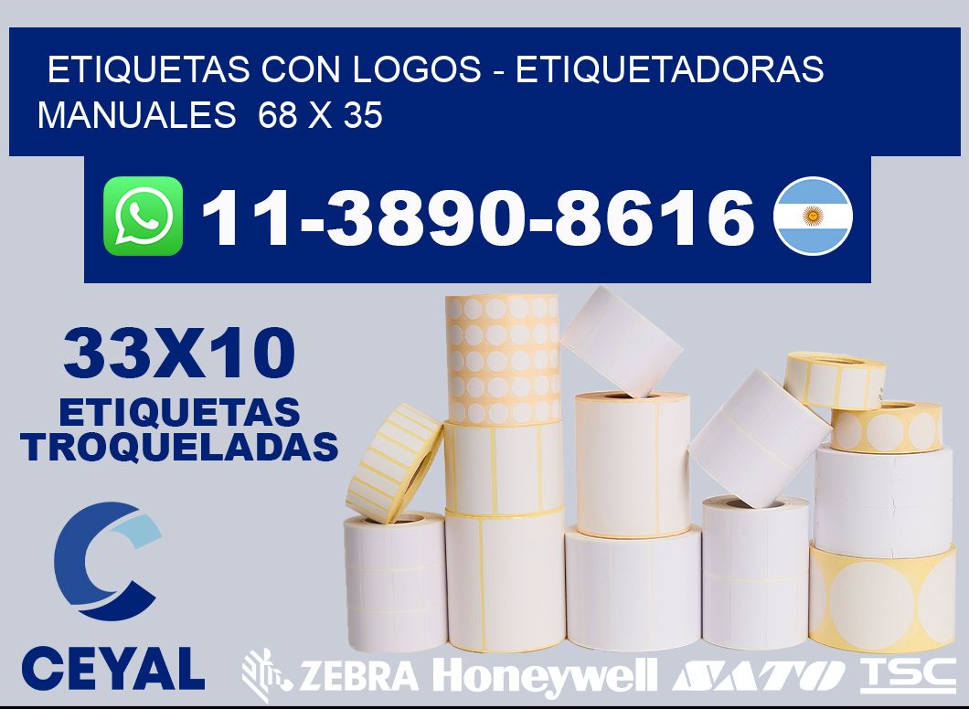 etiquetas con logos - Etiquetadoras Manuales  68 x 35