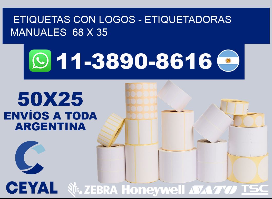 etiquetas con logos - Etiquetadoras Manuales  68 x 35
