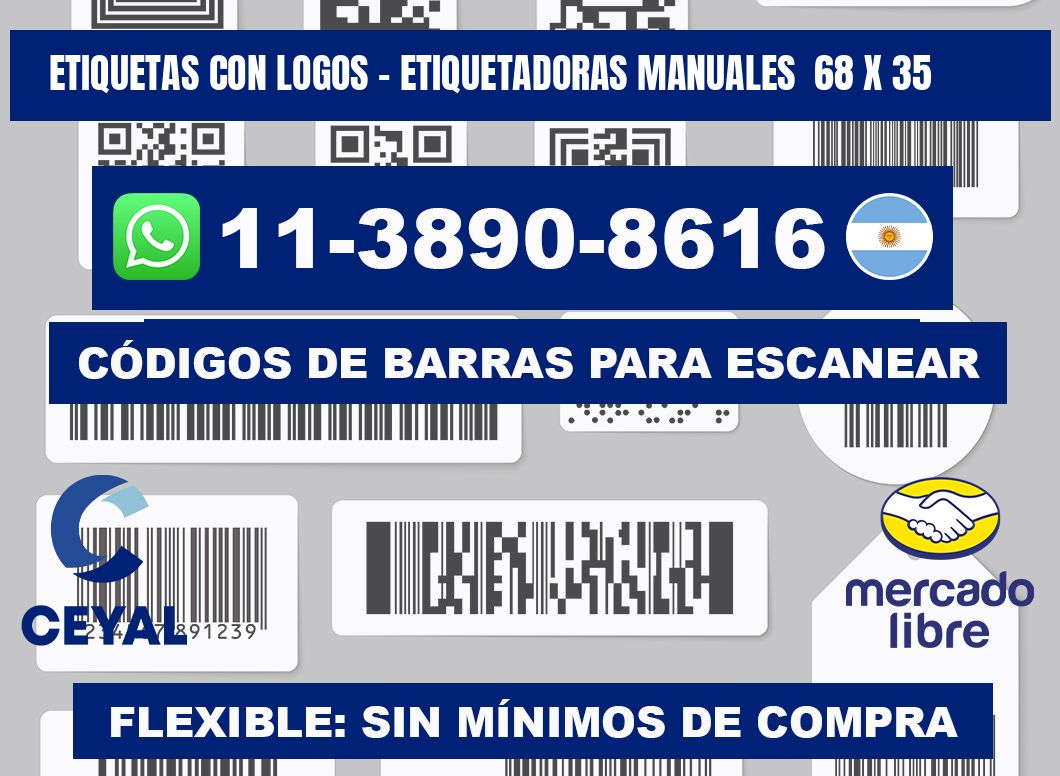 etiquetas con logos - Etiquetadoras Manuales  68 x 35
