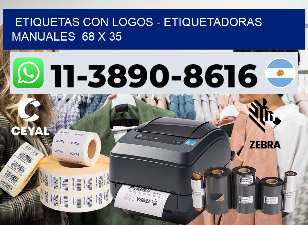 etiquetas con logos - Etiquetadoras Manuales  68 x 35