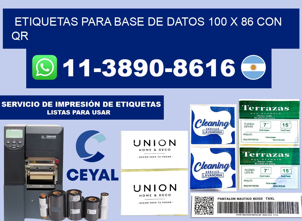 etiquetas para base de datos 100 x 86 con QR