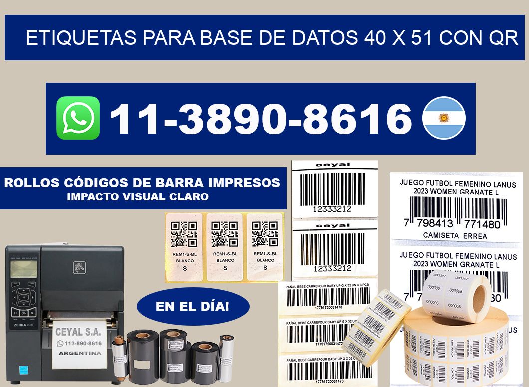 etiquetas para base de datos 40 x 51 con QR