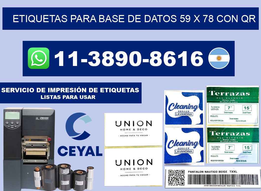 etiquetas para base de datos 59 x 78 con QR